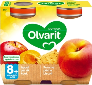 Olvarit Fruits Pomme Peche Biscuit 2x200g (8 mois)