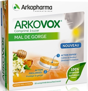 Arkovox Mal Gorge Miel Citron 20 Comprimés à sucer