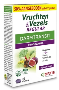 Ortis Fruits &amp; Fibres Regular Transit Intestinal 2X30 Comprimés (2ème à -50%)