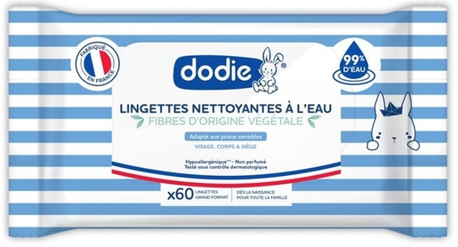 Dodie Lingettes Nettoyantes à l&#039;Eau 60 | Bain - Toilette