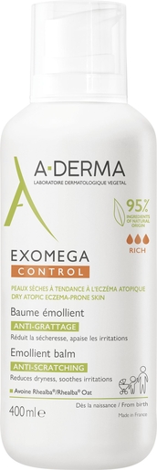 A-Derma Exomega Control Baume Emollient Anti-grattage 400ml | Irritations cutanées