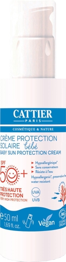 Cattier Crème Protection Solaire Spf50+ Bébé Très Haute Protection 50ml | Crèmes solaires bébé et enfant