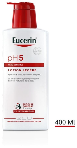 Eucerin pH5 Lotion Légère Peau Normale à Sèche et Sensible avec pompe 400ml | Sécheresse cutanée - Hydratation