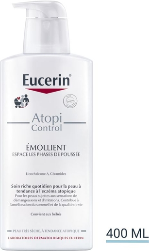 Eucerin AtopiControl Émollient Peau Sèche à tendance Atopique avec pompe 400ml | Hydratation - Nutrition