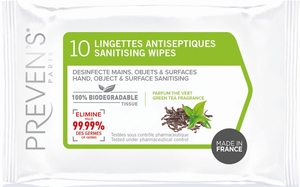 Preven&#039;s Lingettes Antiseptiques Pocket Thé Vert 10 Pièces