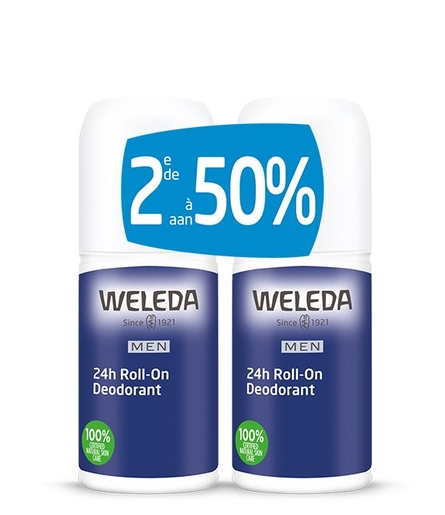 Weleda Déodorant Roll-On 24h pour Homme 2x50ml (2e -50%) | Déodorants anti-transpirant