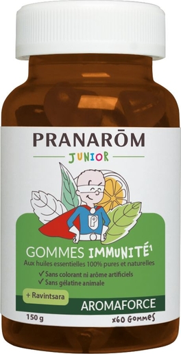 Pranarôm Aromaforce Immunité Junior Bio 60 Gommes à Macher | Défenses naturelles - Immunité