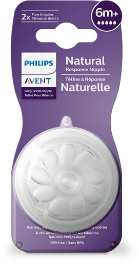 Philips Avent Tétine Naturelle Liquide Epais Débit 5 +6Mois 2 Pièces | Tétines
