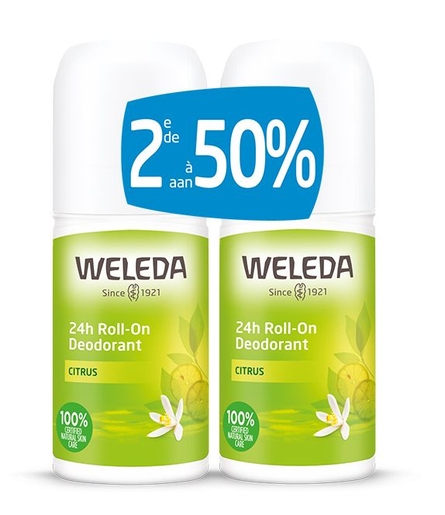Weleda Déodorant Roll-On Citron 24h 2x50ml (2e -50%) | Déodorants anti-transpirant