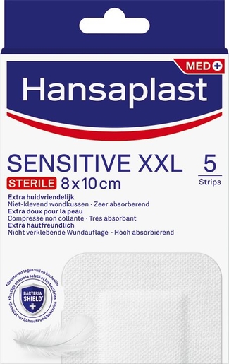 Hansaplast Sensitive Sterile XXL 8x10cm 5 Pièces | Pansements - Sparadraps - Bandes
