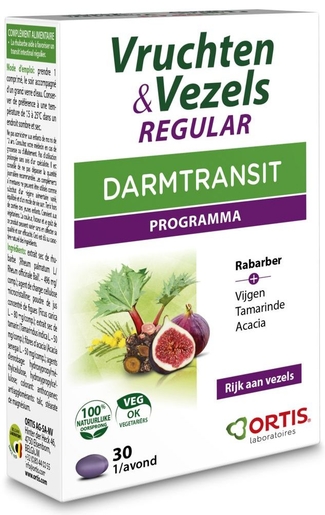 Ortis Fruits &amp; Fibres Regular Transit Intestinal 30 Comprimés | Digestion - Transit