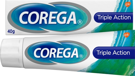 Corega Triple Active Crème Adhésive Prothèse Dentaire 40g | Soins des prothèses et appareils