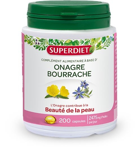 SuperDiet Onagre Bourrache 200 Capsules | Peau