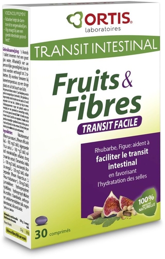 Ortis Fruits &amp; Fibres Transit Facile 30 Comprimés | Digestion - Transit