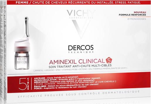 Vichy Dercos Aminexil Clinical 5 Women 21 Ampoules x6ml | Chute des cheveux