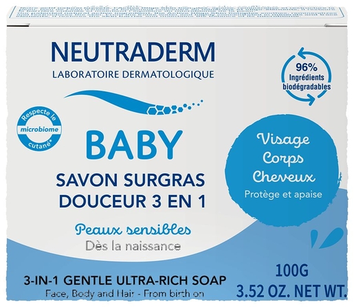 Neutraderm Baby Savon Surgras Douceur 3en1 100g | Bébé & maman