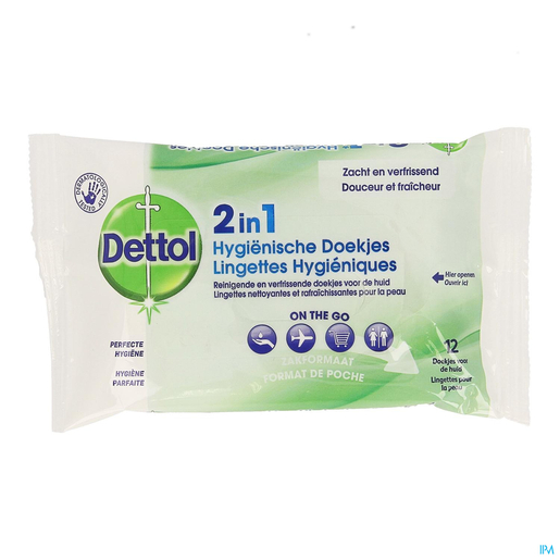 Dettol 2en1 Lingettes Hygieniques 12 | Prévention, hygiène et immunité