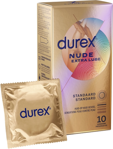 Durex Nude Extra Lubrifiant 10 Préservatifs | Préservatifs