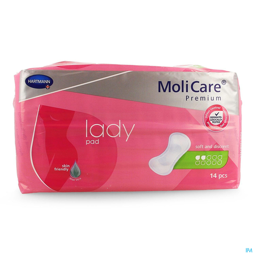 Molicare Premium Lady Pad 2 Drops 26,5x11cm 14 Pieces | Tampons - Protège-slips