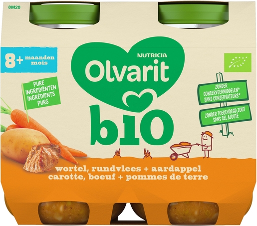 Olvarit Bio Carrote + Boeuf + Pomme De Terre  8+ Mois | Alimentation