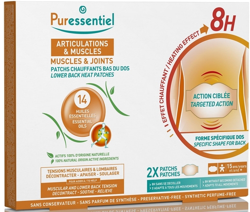 Puressentiel Articulations &amp; Muscles 2 Patchs Chauffants Lombaires | Muscles - Articulations - Courbatures