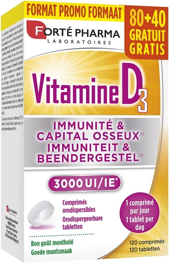 Forte Pharma Vitamine D3 3000 UI 120 Capsules | Défenses naturelles - Immunité